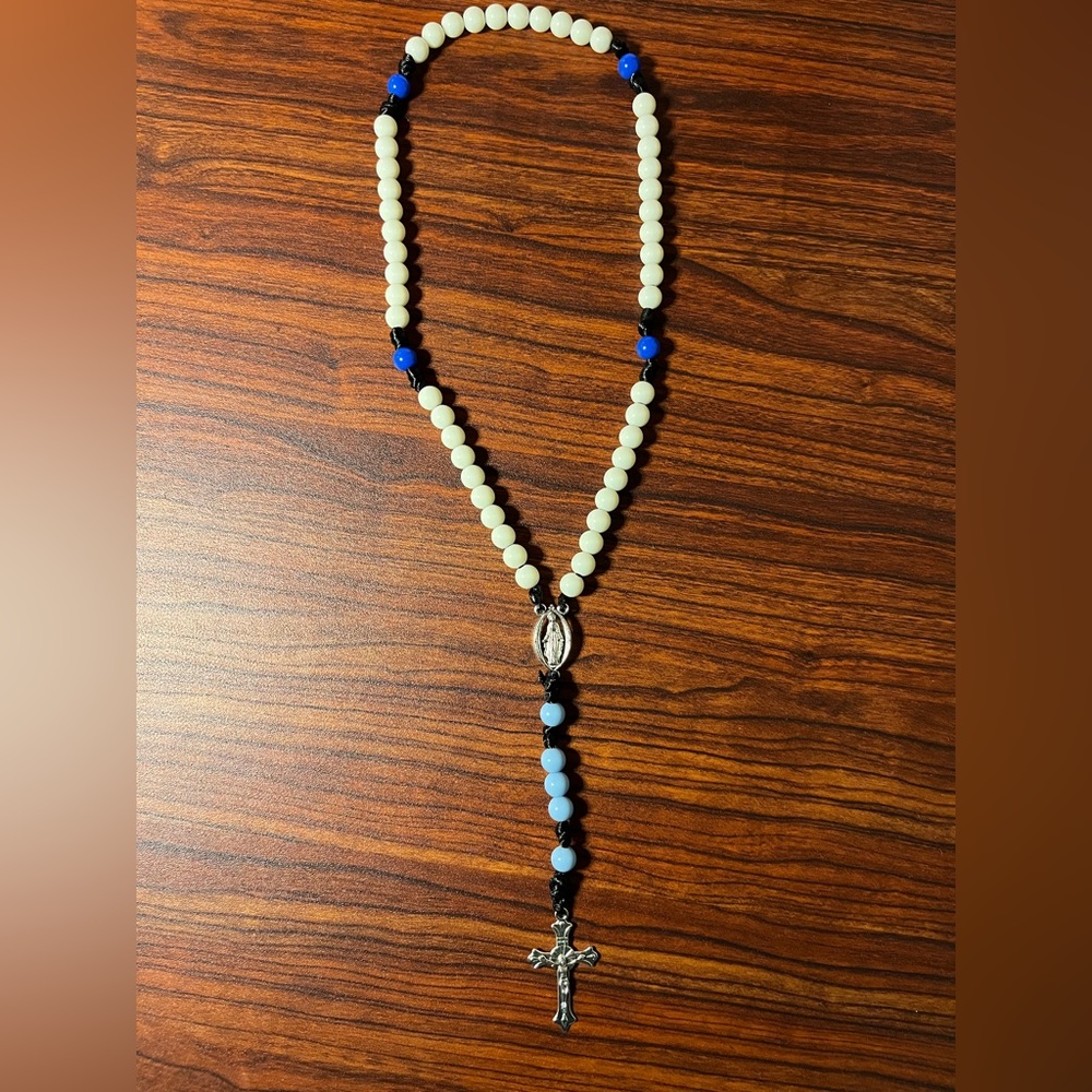 Handmade Blue and White Beads Rosary